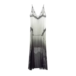 Lace Sling Long Dresses Women Sexy Sleeveless Split See Through Female Mesh Sheer Dress 2025 Summer New Lady Fashion Beach Robes