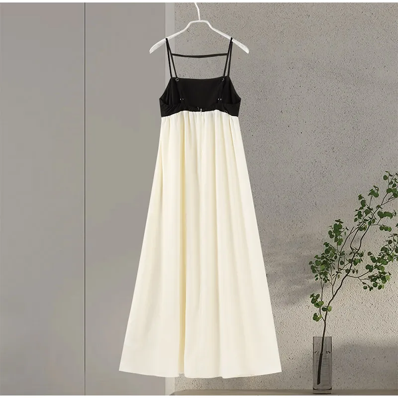 Sleeveless Square Neck Backless Sling Dress Summer High Waist Sexy Women